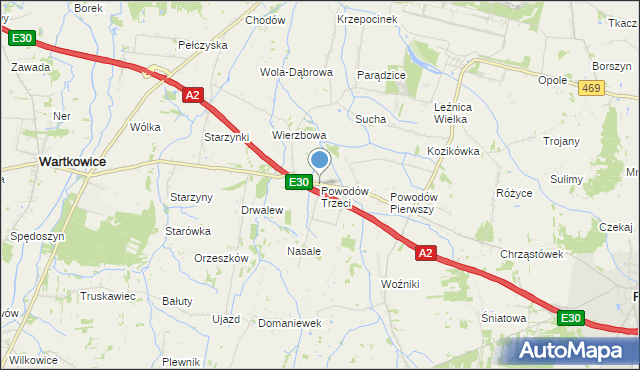 mapa Powodów Trzeci, Powodów Trzeci na mapie Targeo